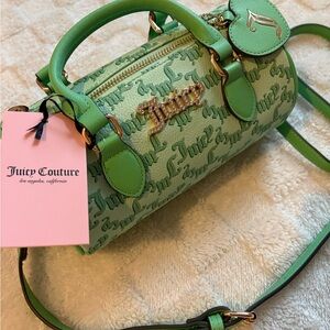 Juicy Couture Green Monogram Mini Barrel Bag Crossbody NWT Y2K